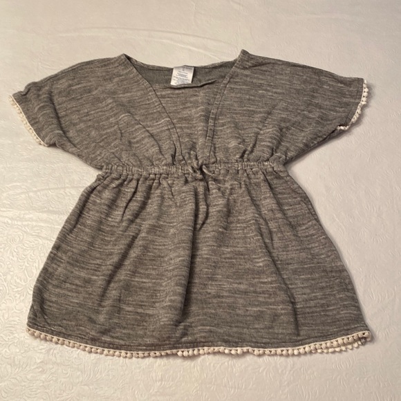 Lands’ End Girls Grey with White Fringe Bathing Suit CoverUp- Size M (5/6) - Picture 1 of 4